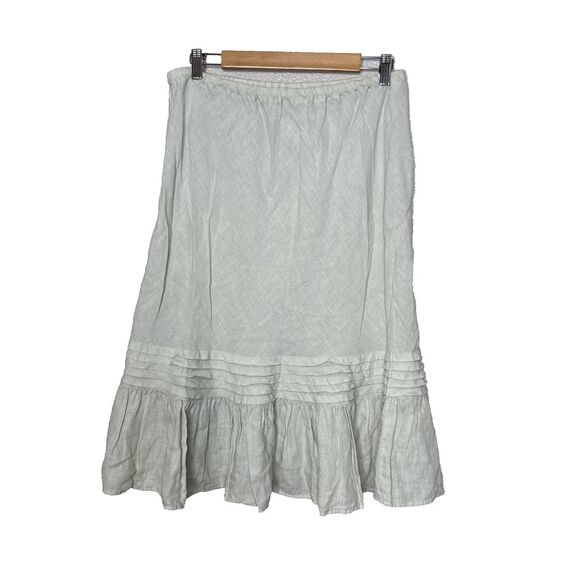 CP Shades Size L Linen Ruffle Skirt Light Green Elastic Waist Pull On Sausalito - Picture 1 of 7